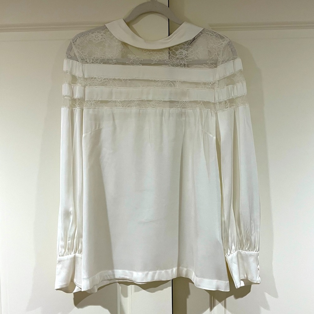 Sandro Paris Ivory With Lace Yoke Blouse size 3